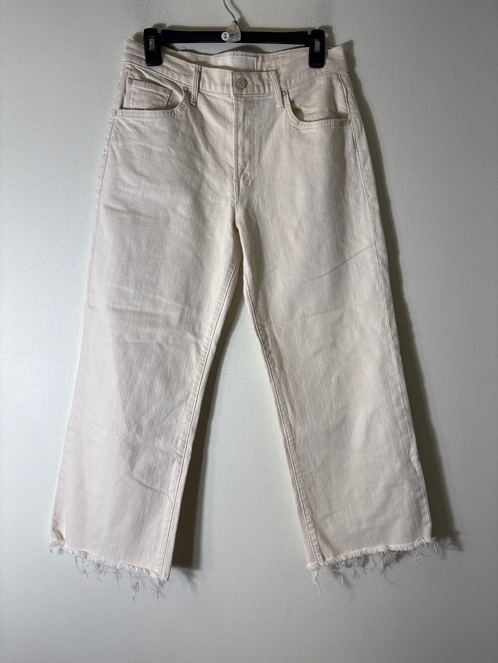Mother Off White Mid Rise Maven Ankle Fray Jeans Sz 29